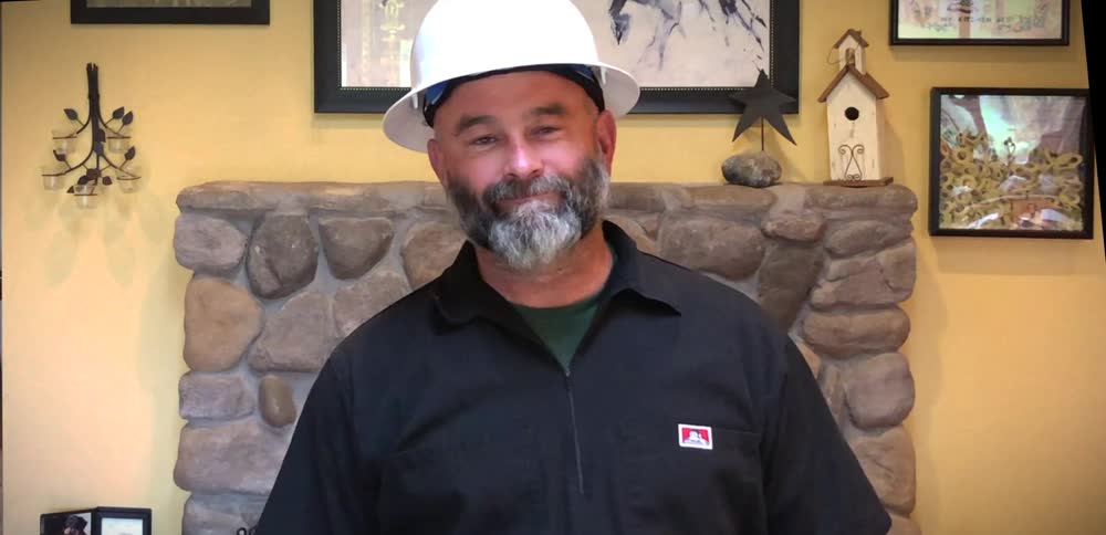 Zack Schoeningh wearing a white hard hat